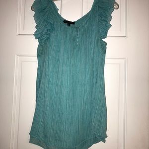 Banana Republic Teal Ruffle Shoulder Sleeve Blouse